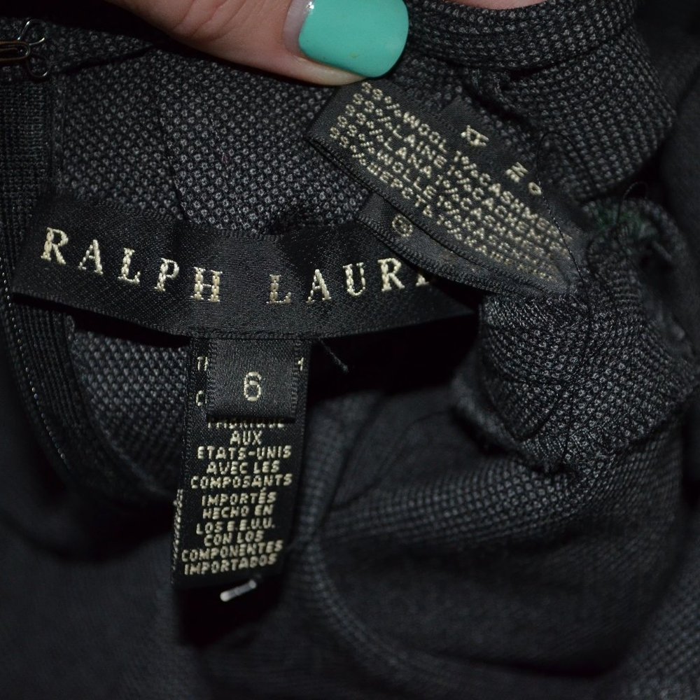 ⭐🎩NWOT $1590 Sz 6 Ralph Lauren Black Label Charcoal Gray Side Ruching Midi Dress - Picture 7 of 7